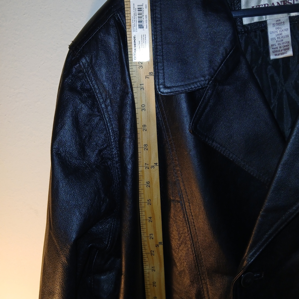 Veranesi Women's Genuine Leather Black Trench Jacket Size 24W  3XL - Picture 5 of 8